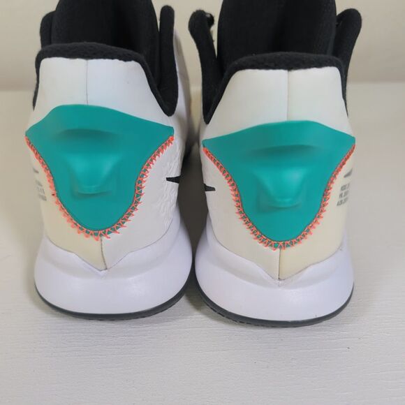 Nike LeBron Witness 5 sneakers white, clear jade, and total orange color main image 4
